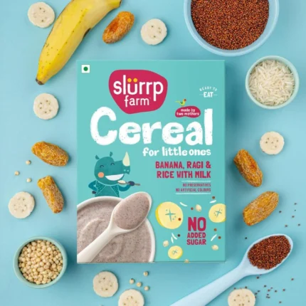 SLURRP FARM BANANA, RAGI AND RICE CEREAL WITH MILK 200G